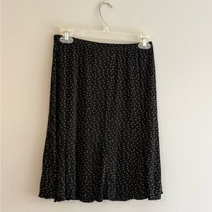 Briggs New York Black Midi Skirt with Small White Floral Print